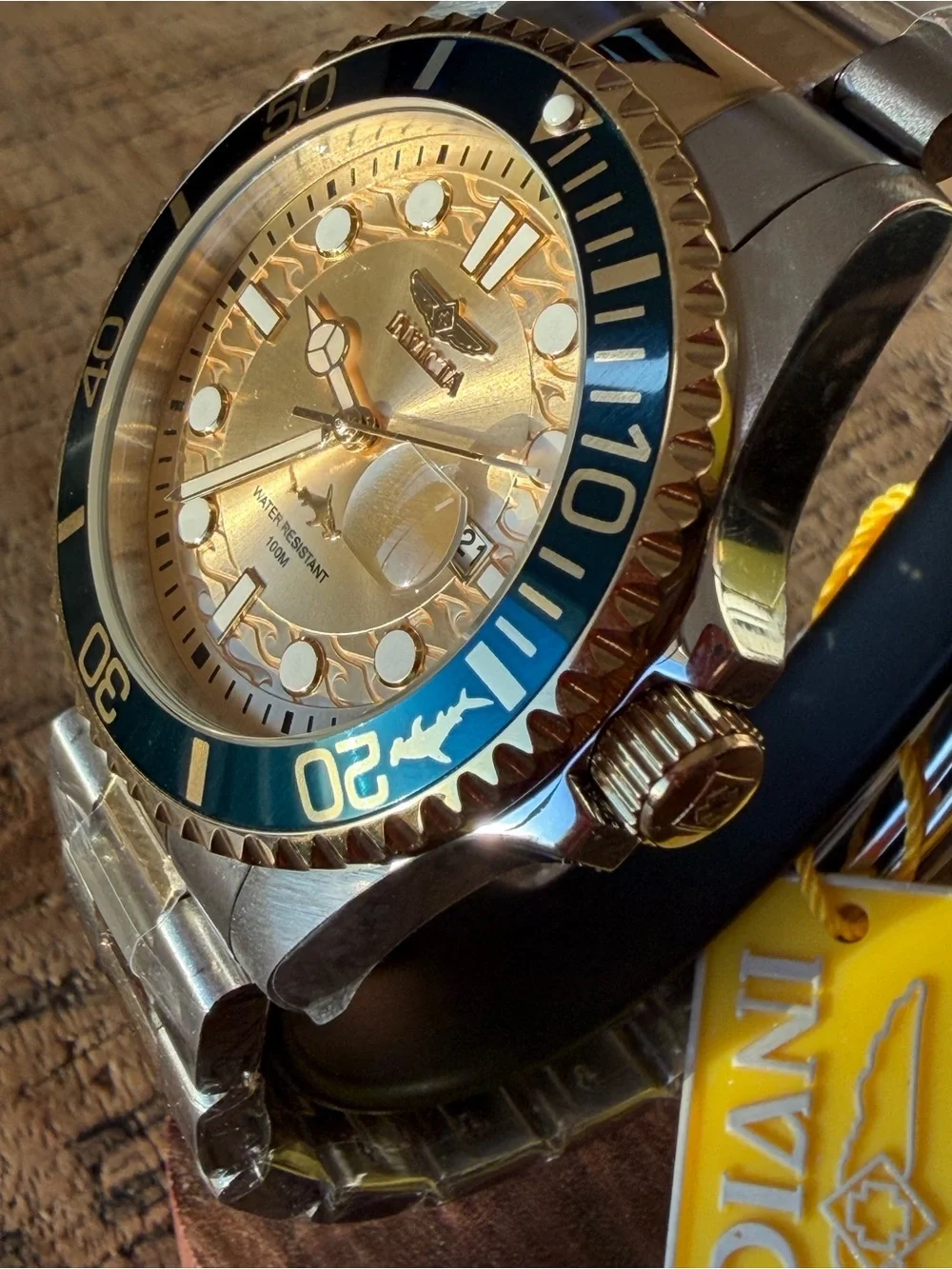 NEW Invicta Pro Diver Currentwave Two-Tone Gold Dial Stainless Steel Watch 43mm